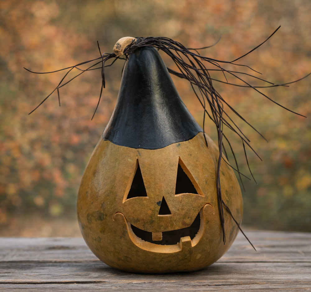 MEADOWBROOKE Gourds Handcrafted Cutout Halloween Pumpkin 10" Light Lamp Luminary